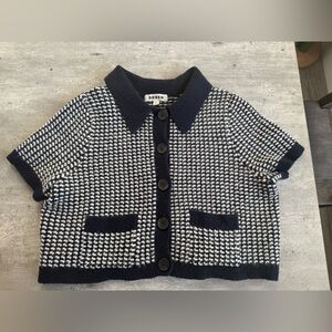 Boden Black and White Short Sleeve Cardigan